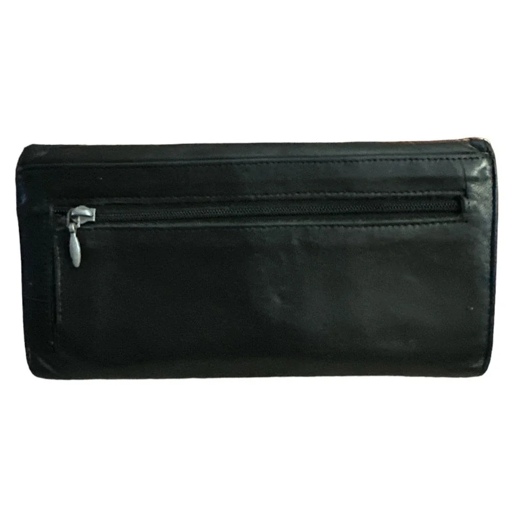Christian Dior black leather trifold wallet